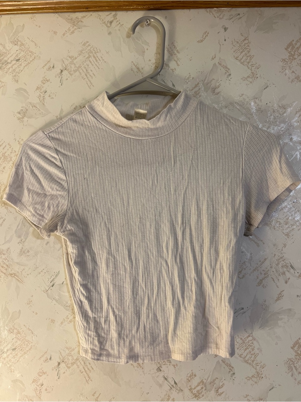 Bozzolo Mock Neck Short Sleeve Ribbed T-Shirt - White